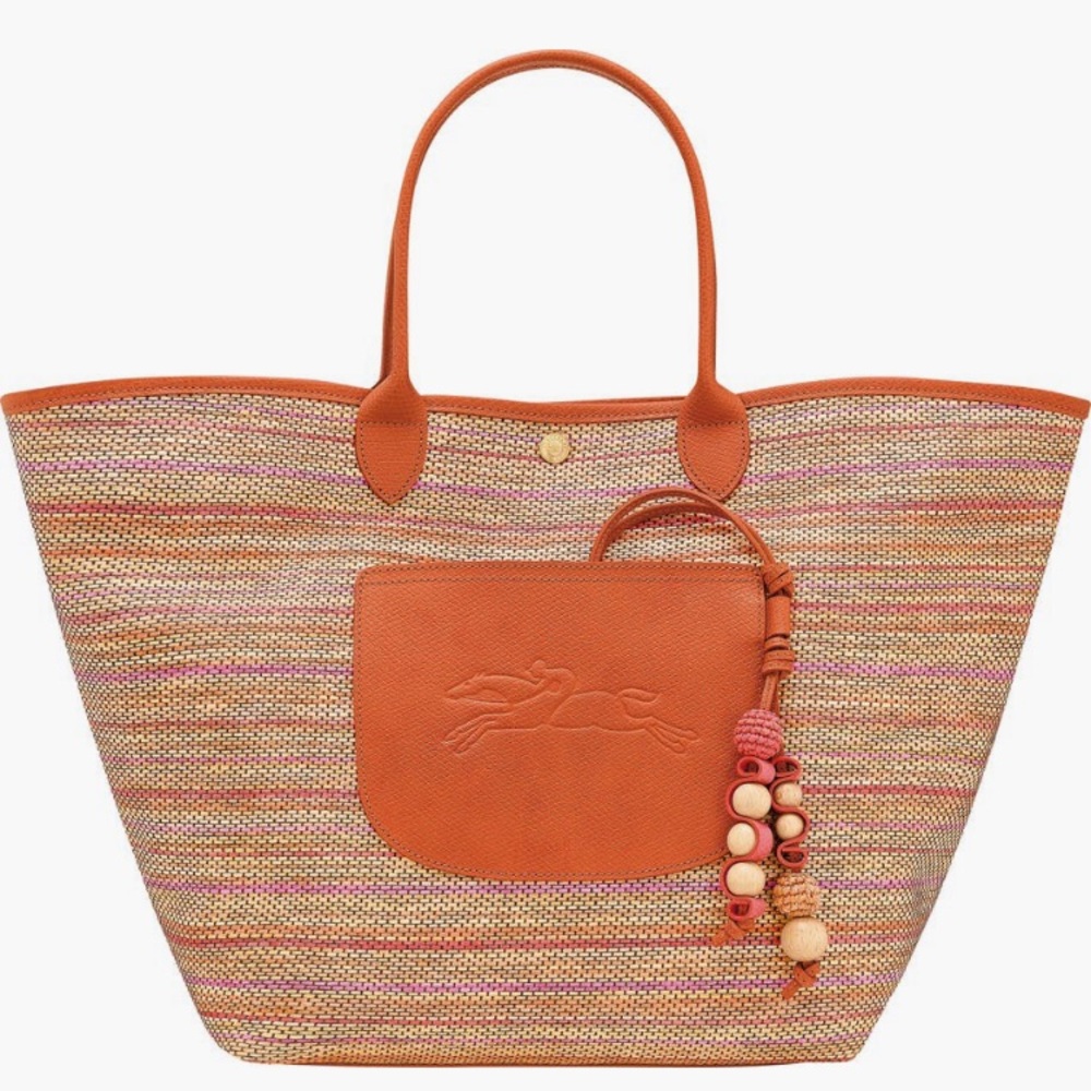 NWOT $570 Longchamp Large Le Pliage Panier Rainbow Raffia Tote in Rainbow! - Picture 6 of 8